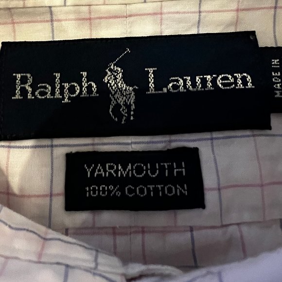Ralph Lauren Yarmouth 100% Cotton White Pink Blue Windowpane Shirt 16 or… - Picture 3 of 8